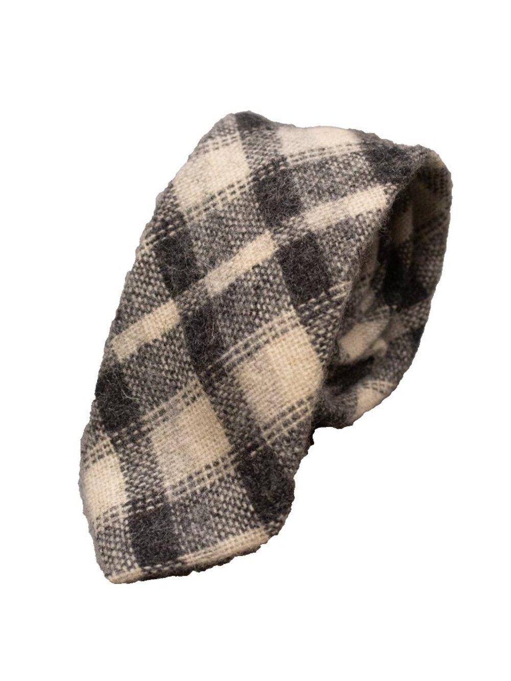 Vintage Marquis Tie 100% Wool Plaid Grey Woven Canada Made 3"